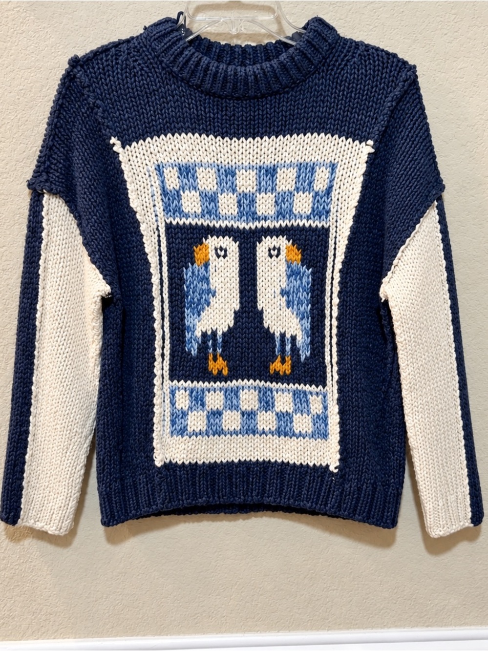 Pilcro Anthropologie Parrot Intarsia Chunky Knit Sweater Medium - Picture 2 of 10
